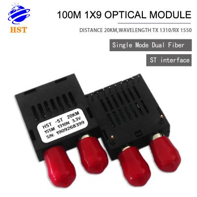 China Telecommunication Promotion1X9 100M --20km-St Dual Converter Modules Single Mode Fiber Transceiver Module 1310nm Fiber Media Converter Module for sale