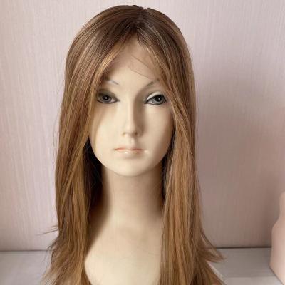 China Dark Blonde Handtied European Medical Body Wave Stock Silicone Base Hair Wig For Hair Loss People for sale