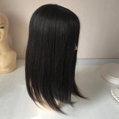 China Straight Jewish Kosher Skin Handtied Silky Straight Hair Topper for sale