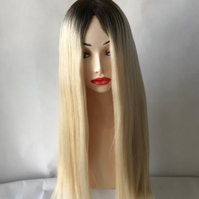 China Natural Blonde Dark Silk Top Roots Lace Front Wig Yefine Wave Jewish Wigs for sale