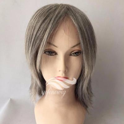 China White And Gray Glueless Body Wave Replacement Hair Loss Medical Hair Wig With Silicone for sale