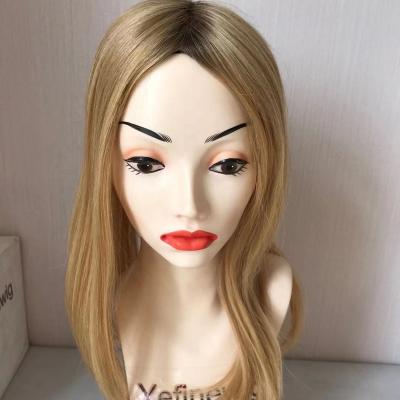 China Freestyle Running Mono Base With Blonde PU Forehead Hair Topper Women Hair Topper for sale