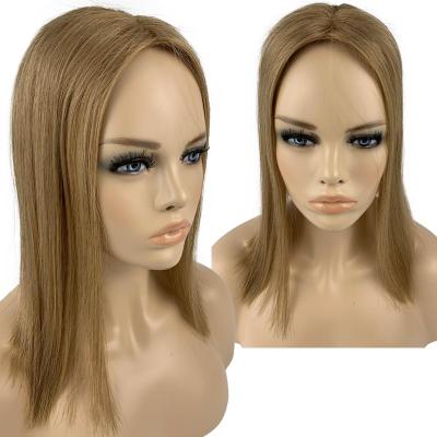 China High Quality Natural Looking Women Straight Brown Black Remy Human Hair Topper Blonde Hairpiece Wig With Clips for sale