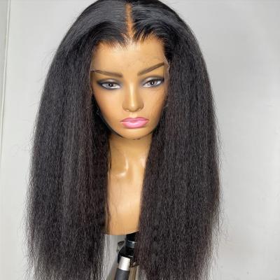 China No Tangle 100% Virgin Glueless Human Hair Wig 13X6 Hd Brazilian Lace Front Kinky Straight Wigs for sale