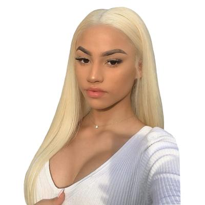 China Brazilian Straight Human Hair Wigs 13x4 Density Front Wigs 150% Lace Front Human Hair Silky Straight Blonde Wave 613 For Women Pre Plucked for sale