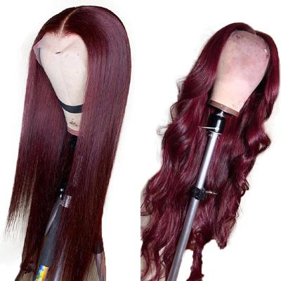 China Wholesale Pure Original Human Hair Pelucas 150% Lace Front Natural Wig Brazilian Human Hair, 13*4 Virgin Hair Wigs Lace Front, 99J Burgundy Lace Front Wig for sale