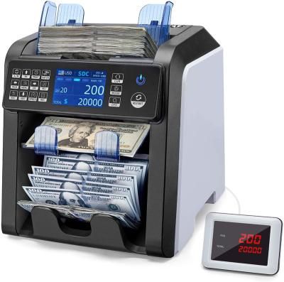 China Bank 2 Dual Pocket Sorter CIS Multi Currency Counter Money Detector with SN Reading AL-9500 Front Loading Cash Money Counting Machine for sale