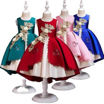 China Anti-wrinkle Girl's Princess Dress Bow Lace Baby Sleeveless Dress Skirt High Quality Girl's Birthday Wear Dress for sale