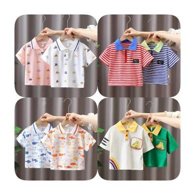 China Wholesale Multicolor Striped Striped T-shirts Wholesale Anti-shrink Polo Shirt 100% Cotton Spandex Cotton Short Sleeve Shirt for sale