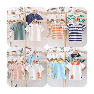 China Cotton Anti-Shrink Cartoon Printed Kids Clothes Tops Round Short Sleeve Collar Little Boy T-shirts for sale