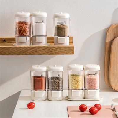 China Sustainable Metering seasoning box Press type seasoning bottle rotary seal household kitchen salt MSG seasoning jar combination set for sale