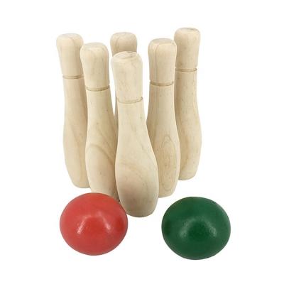 China Wholesale Wooden Rolling Ball Set Outdoor Game Pins Bowling Rolling Toy for sale