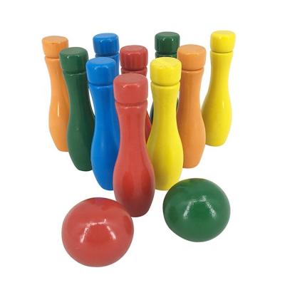 China Wooden wooden bowling alley set for kids indoor and outdoor game, lawn bowling game skittle ball for sale