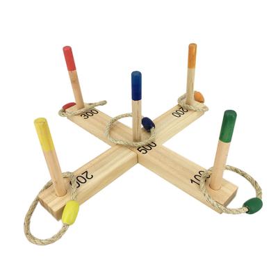 China Garden Game Wooden Outdoor Rings with 5pcs Toys Wooden Ring Toss Game Set for sale