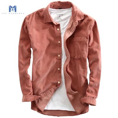 China Men's Anti-pilling Springs And Autumn Fashion Brand Male Casual Shirt Japan Style Vintage Corduroy Blue Red Slim Fit Shirt for sale