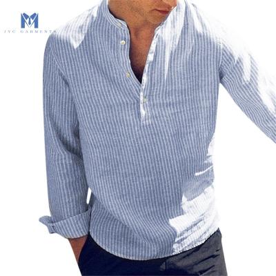 China Anti-pilling New Male Clothes Plus Size 5XL Cotton Long Sleeve Men's Shirts Spring Autumn Striped Slim Fit Stand Collar Shirt for sale