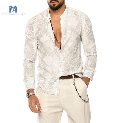 China New Men's Anti-Pilling Summer Blouse Cotton Linen Shirt Casual Irish Handsome Grandpa Collarless Canvas Shirt for sale