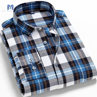 China High Quality Anti-pilling Man Clothes Spring Autumn Plaid Shirt Men Cotton Male Casual Shirt New Long Sleeve Shirt for sale