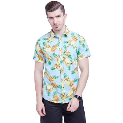 China Anti-pilling 100% Hawaiian Floral Hawaiian Printed Cotton Mens Beach Shirt For Vacation for sale