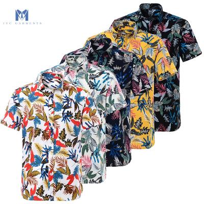 China Hawaii Men's Summer Anti-Pilling Pure Flower Beach Cotton Floral Patterns Printed Hawaiian Short Sleeve Shirt for sale