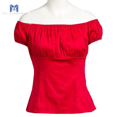 China Anti-pilling SMT Amazon factory direct sales women's elastic hot shirts new sleeve European and American collar blouse cotton cotton style pink for sale