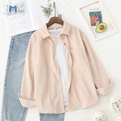 China Anti-pilling Women's Tops And Blouses Long Sleeve Solid Loose Spring Ladies Friend Style Corduroy Shirts for sale