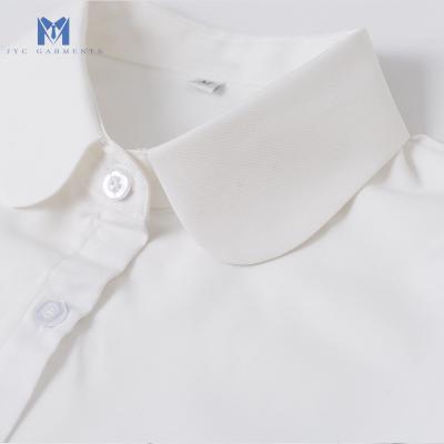 China Maru Lapel Round Neck Girls School Shirts Long Sleeve Pointed Collar Basic White Breathable Shirt Uniform for sale