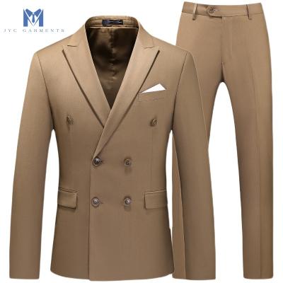 China Wedding Anti-Shrink Formal Sets Work Business Men's Solid Suit Jacket With Double Breasted Pant Slim Fit Korean Casual Wear Tuxedo Suit for sale