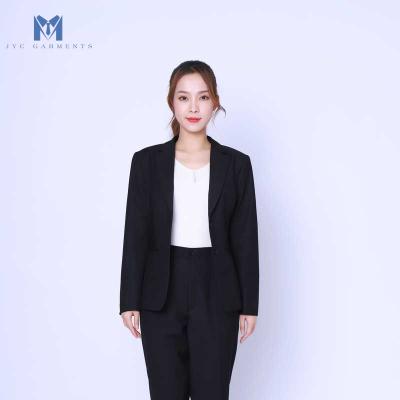 China Anti-Wrinkle Two Button Lapel Office Formal Modern Slim Fit Designed OEM Elegant Blazers Women Suit Set For Ladies for sale