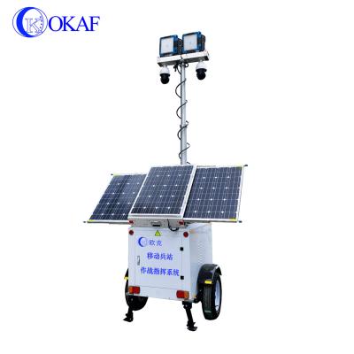 China Safety Movable Trailer Light Pole CCTV Solar Construction Site PAN-TILT Control Emergency Lighting Tower for sale