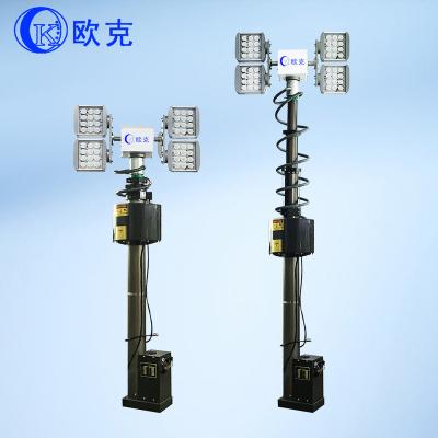 China 4M 6M 4*120W Military LED Emergency Searching Lighting Tower Antenna CCTV Monitoring Telescopic Crank Mast Electric Pole for sale