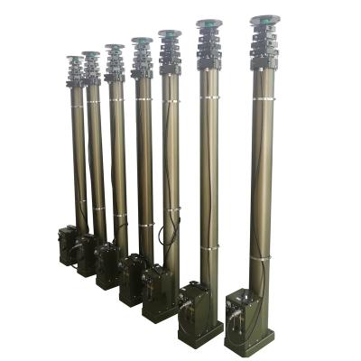 China 5 meters military height manual-motorized telescopic tower aluminum eracted cctv military vehicle mounted for sale