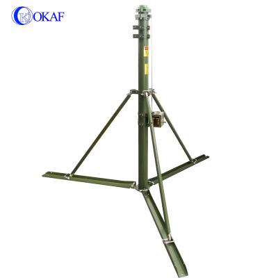 China Army Green Winch Masts Portable Lightweight Aerial Tower Aluminum Alloy Manual Crank Up Tripod Telescopic Mast Pole OK-SD05SJ for sale