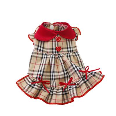 China Cute Western Stocked Fashion Summer Sweet Puppy Pet Dress Skirt and Shirt Plaid Style Dog Dog Clothes Cat Skirt Outfit for sale