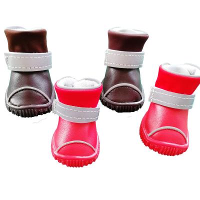 China Dog and Cat Rain Boots Outdoor Anti Slip Durable Waterproof Anti Slip Leather Dog Rain Shoes Snow Boots for sale