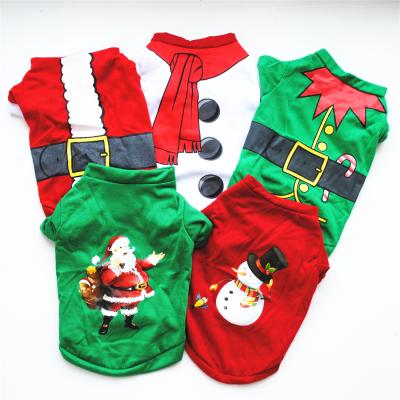 China Stocked Christmas Santa Claus Dog Clothes Cat Dog T-shirt Pet Para o de roupas Summer Festival Christmas Pet for sale