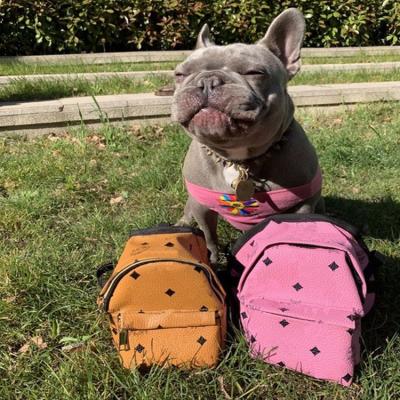 China Fashion Stocked Luxury Dog Walking Pet Harness Backpack Small Dog Bag And Leash for sale