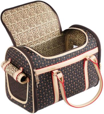 China Pet Handbag Shoulder Tote Folding Leather Dog Cat Luxury Breathable Pet Carrier Purse For Outdoor Travel for sale