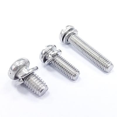 China Pan Stainless Steel Pan Head Combination Screws Increase Friction Of Connection Spring Loaded Washers Screen Main Machine Screws for sale