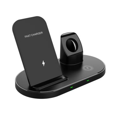 China Mobile phone 3 in 1 wireless charger with stand with 15W for mobile phone wireless charging for sale