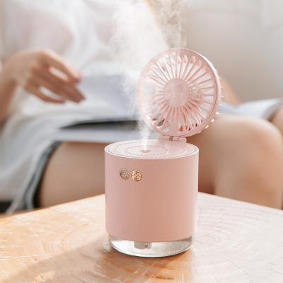 China With LED Night Light Rechargeable Handheld Mini Fan With USB LED Air Fan With 2000mAh Battery Throw Fans For Outdoor Table for sale