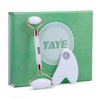 China New design nephrite jade roller jade roller white white price face and guasha set skin care tool for sale