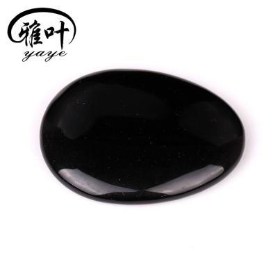 China Europe Natural Worry Stone Black Quartz Translucent Obsidian Stone for sale