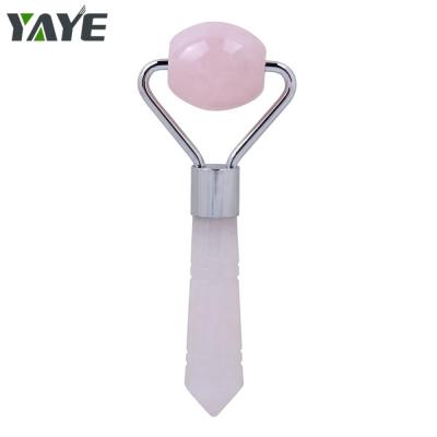 China Facial Roller Crystal Massager Face Beauty Roller Rose Quartz Eye Facial Roller Jade Single quartz eye roller wholesale for sale