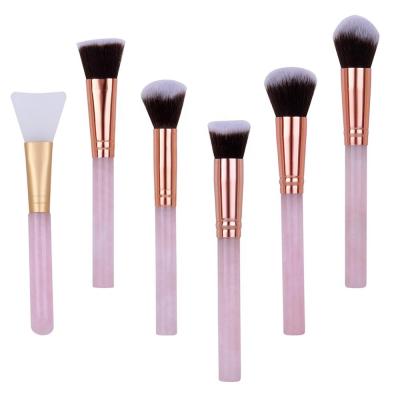 China Wholesale Bulk Natual Face Tumbled Rose Quartz Facial Makeup Brush For Beauty Tools for sale