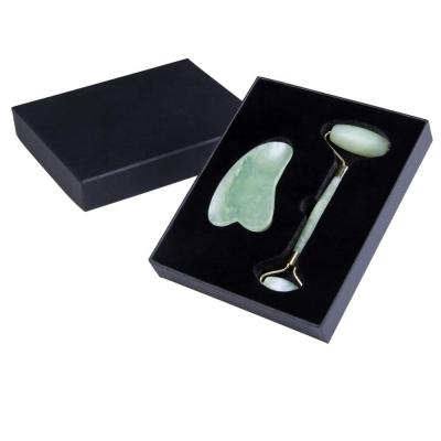 China Natural Jade GuaSha Face And Roller Facial Massager Set For Body Health Care for sale