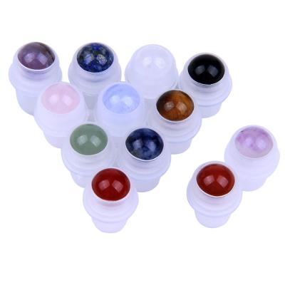 China Worldwide Colorful Rollerball Perfume Bottle Gemstone Rollerballs For Essential Oil for sale