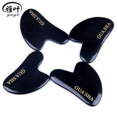 China Facial Body Beauty Care Gua Sha Tip Black Obsidian Massage Stones for sale