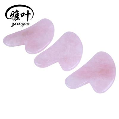 China Hot Sale Natural Tumbled Rose Quartz Beauty Gua Sha Scraping Body Massage Tools for sale