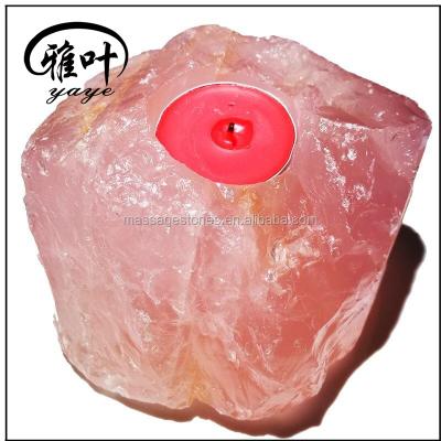 China Wholesale Natural Europe Rose Quartz Candle Holder for sale